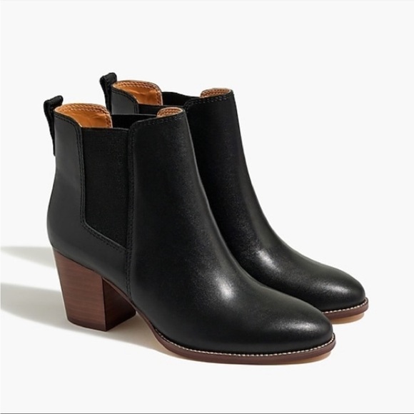 J. Crew Factory Rory leather heeled boots AR846 Black 9.5 - Picture 1 of 10